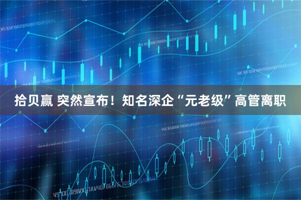 拾贝赢 突然宣布！知名深企“元老级”高管离职